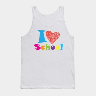 I love My School. Slogan. Back to school. Hello School. Happy Teacher Day. Autumn. Learning Children. Cartoon Graphic design Tank Top